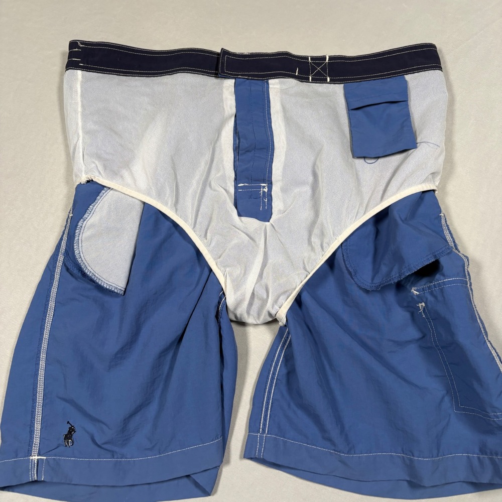 Polo Ralph Lauren Swim Trunks Mens XL Cargo Blue Drawstring Pony Logo - Picture 10 of 12